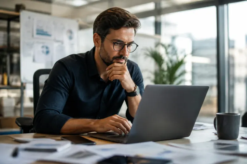 Investor analyzing Bitcoin market trends amidst economic pressures.