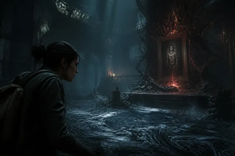A suspenseful moment from Onyx: The Dark Grip showcasing its psychological horror elements.