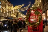 London Christmas lights and festive decorations on Oxford Street