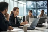 A cybersecurity team engages in strategic discussions about rogue AI response protocols.
