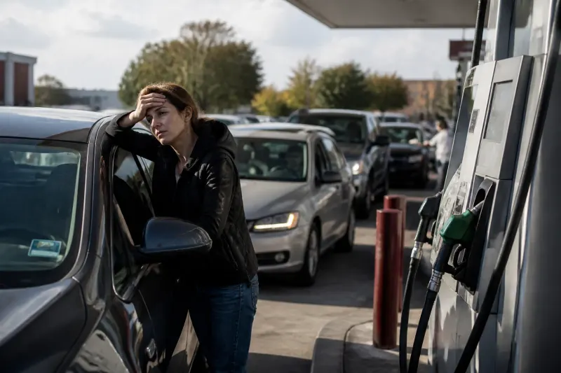 A gas station displaying rising fuel prices in the UK.
