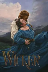 Wicker 2026 movie poster featuring Olivia Colman as Fisherwoman and Alexander Skarsgård as Wicker Husband in a seaside village setting