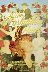 The Forbidden Aunt (2026) movie poster featuring a stylized portrait of an older Serbian woman with intense eyes, overlaid with fragmented family photos and handwritten letters in Serbian and English, suggesting memory and hidden history