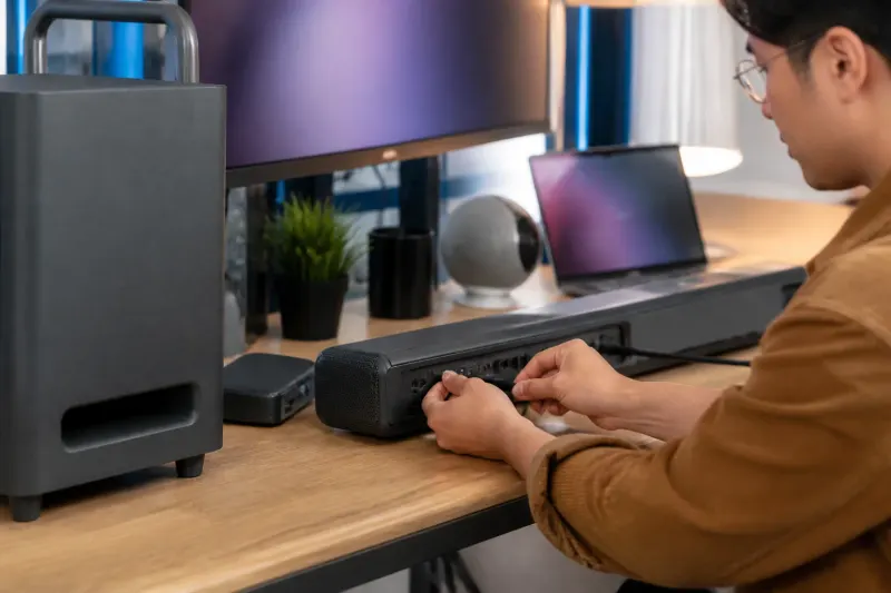 Close-up of JBL Bar 800MK2's connectivity options