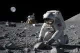 Artist concept of astronauts on the Moon's surface during the Artemis mission