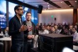Google executives demonstrating the new crypto custody security system at a tech event