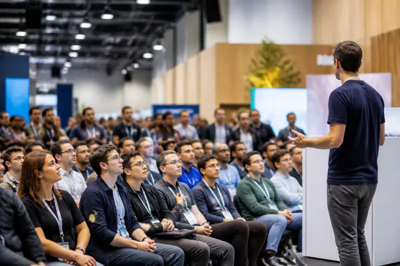 A tech event showcasing Google’s new technology in crypto security