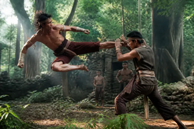 An action-packed scene from Phantom Blade Zero, showcasing martial arts combat in a stylized environment.