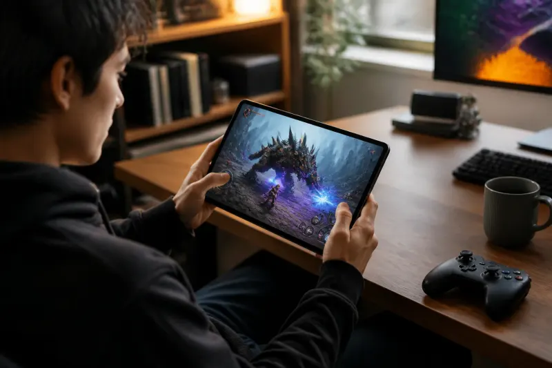 REDMAGIC Astra 2 tablet on a gaming setup