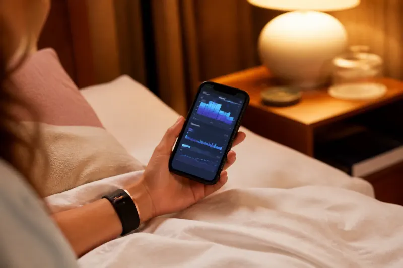 Visual representation of sleep tracking on the Luna Band app.